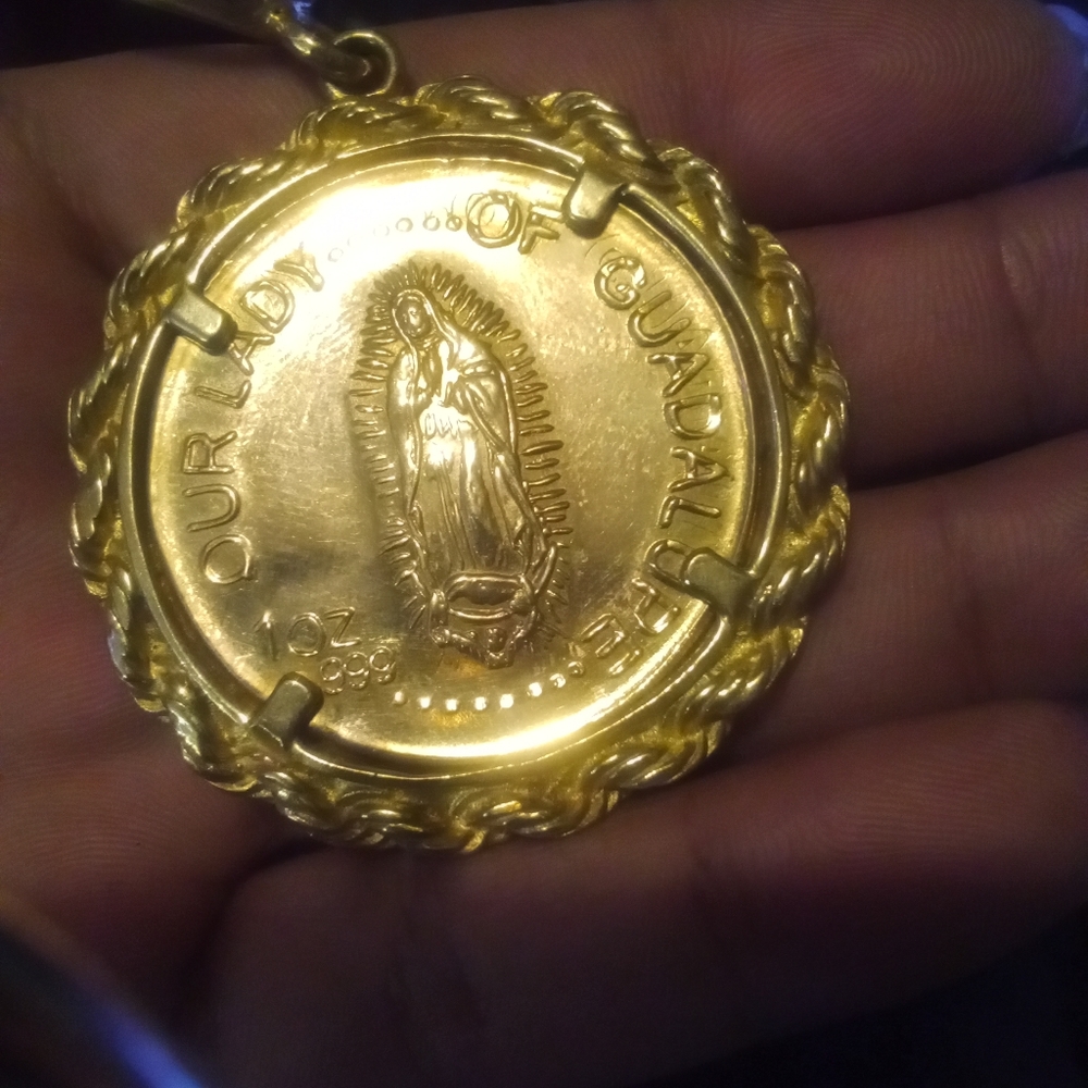 Super rare 50 Pecos pendant 37.5 oro puro1821-1921 Revers Our lady of Guadalupe